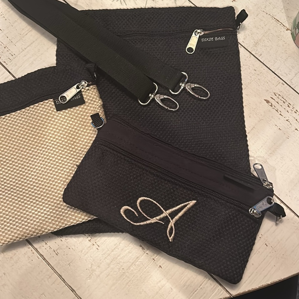 Dixie Bags 4 piece custom crossbody bags embroidered with A.
